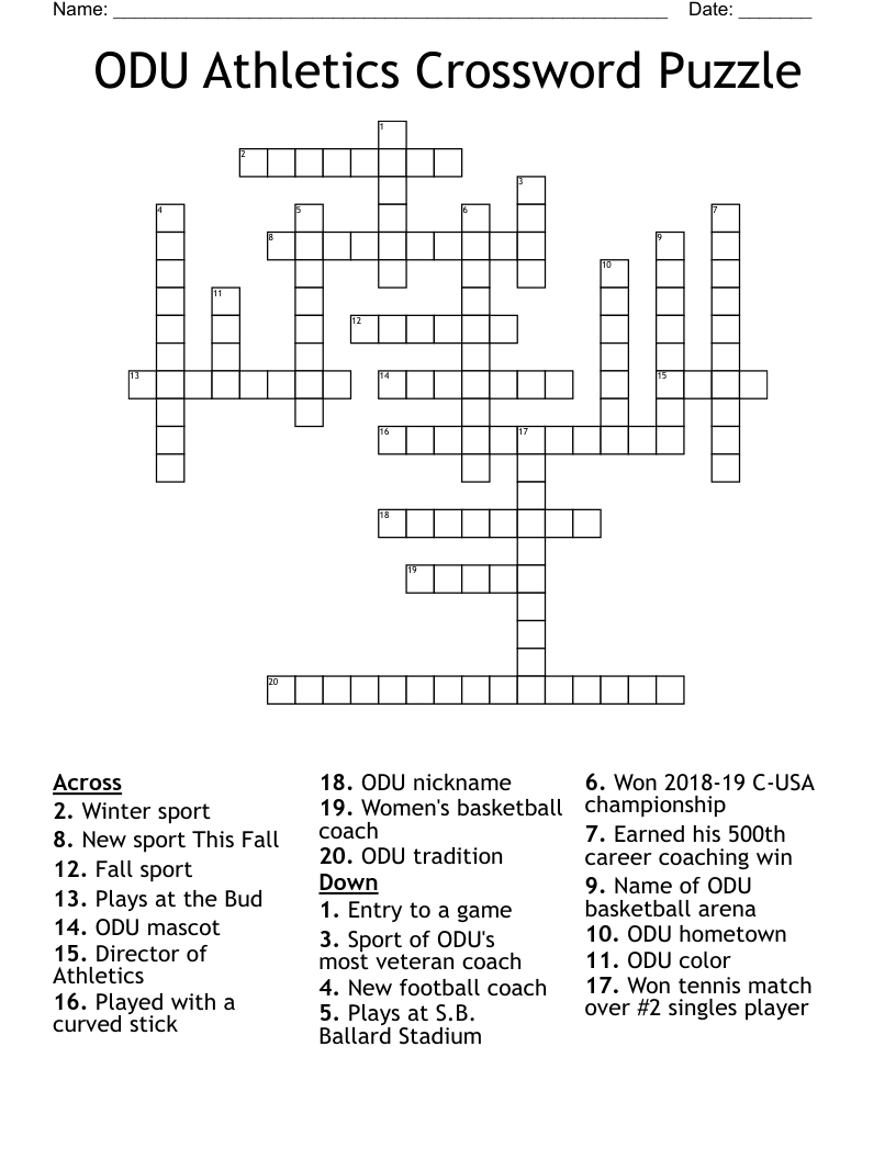ODU Athletics Crossword Puzzle