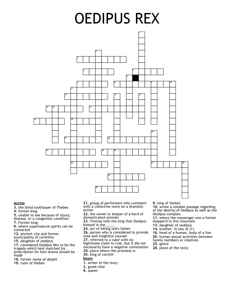 OEDIPUS REX Crossword