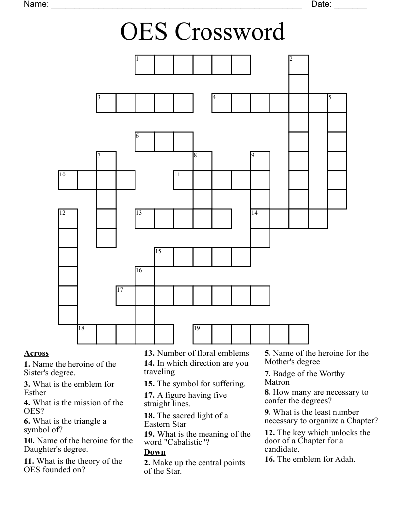 OES Crossword