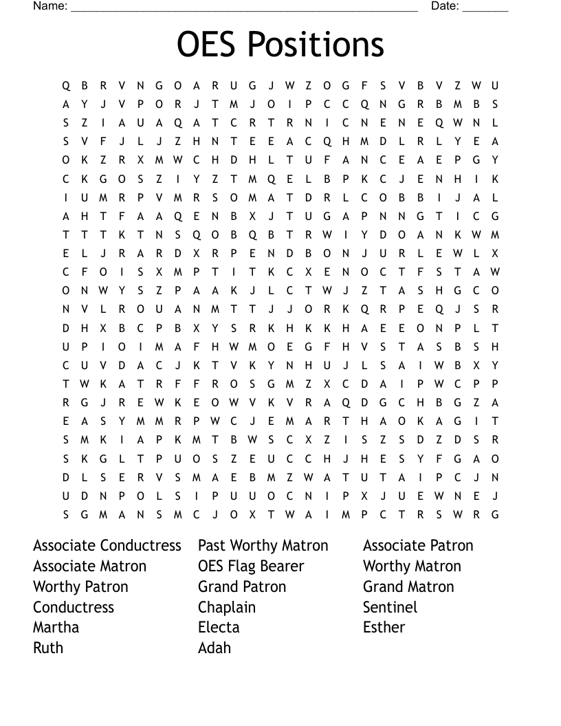 OES Positions Word Search