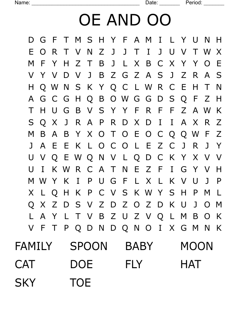 OE AND OO Word Search