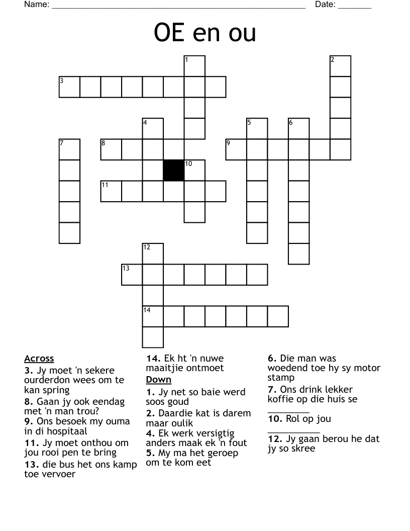 OE en ou Crossword