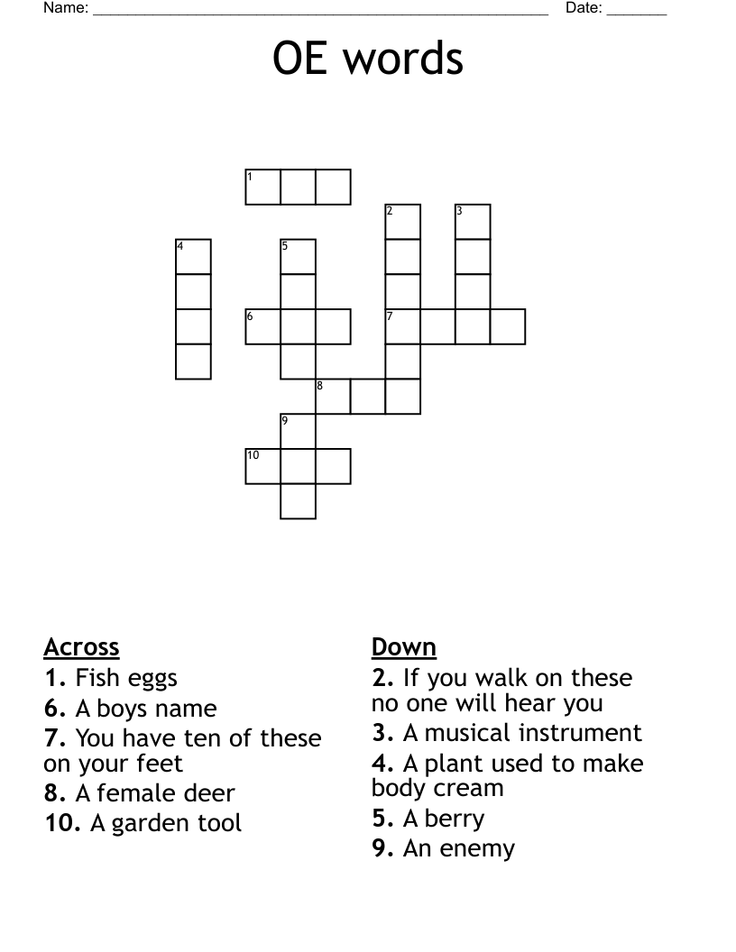OE words Crossword