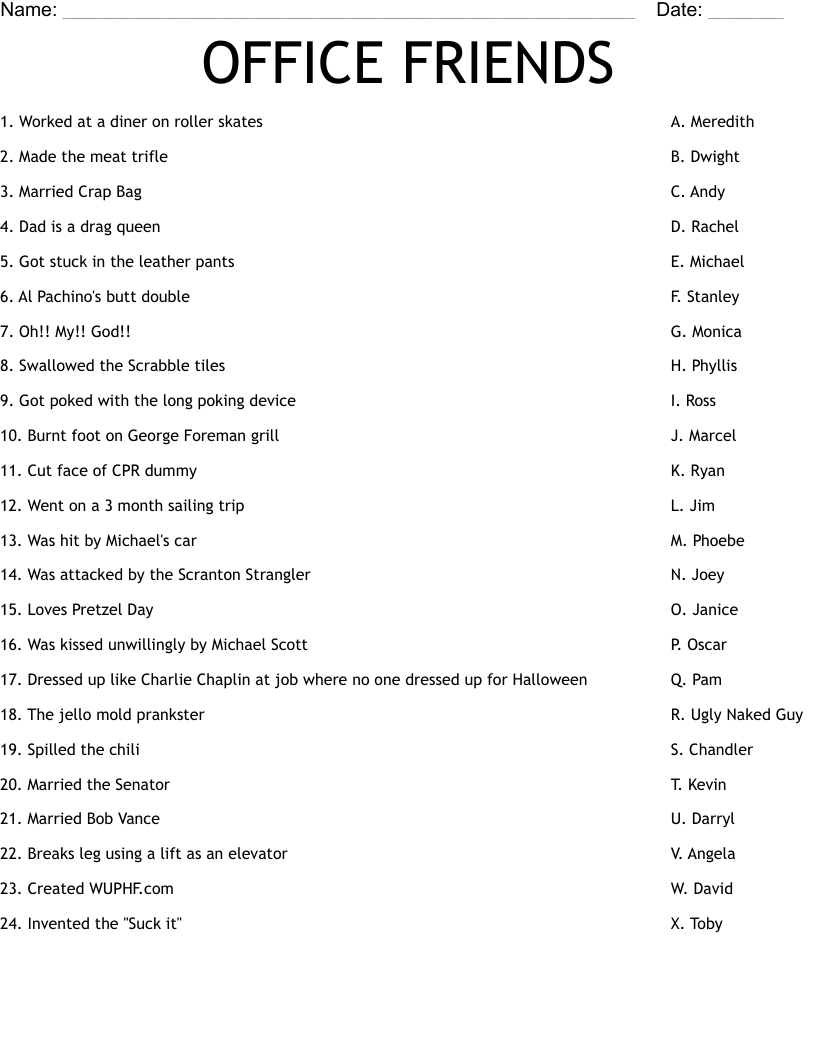 OFFICE FRIENDS Worksheet