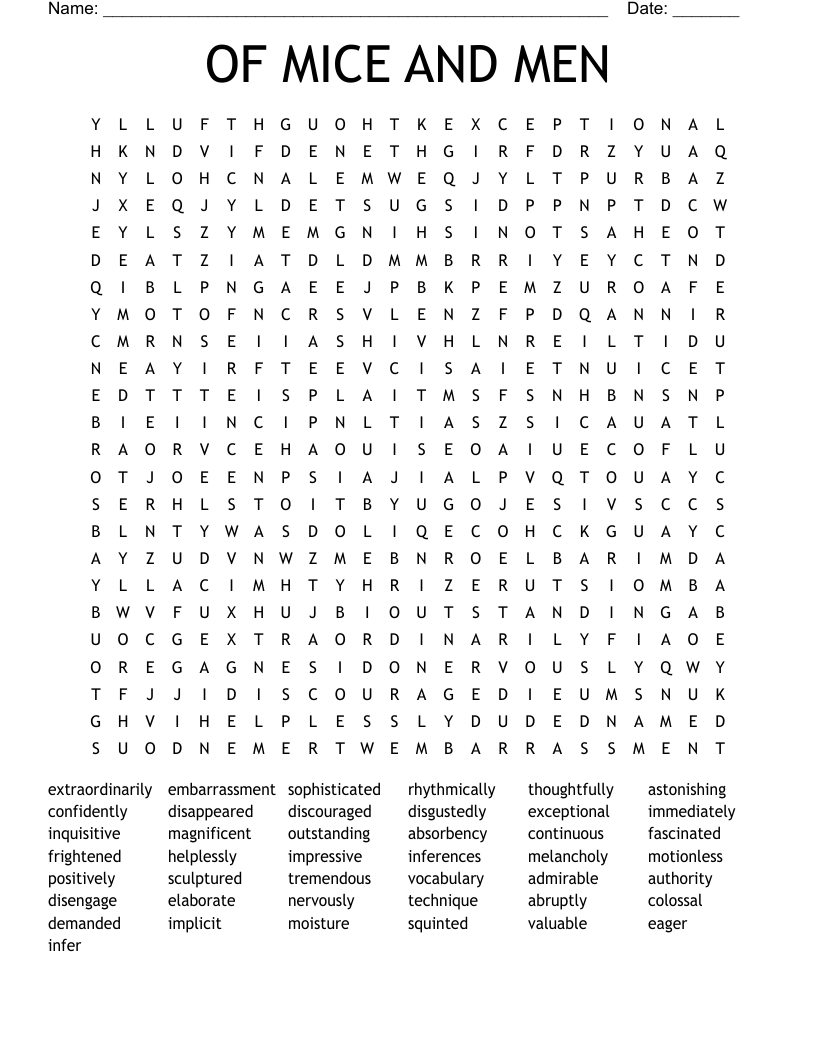 OF MICE AND MEN Word Search