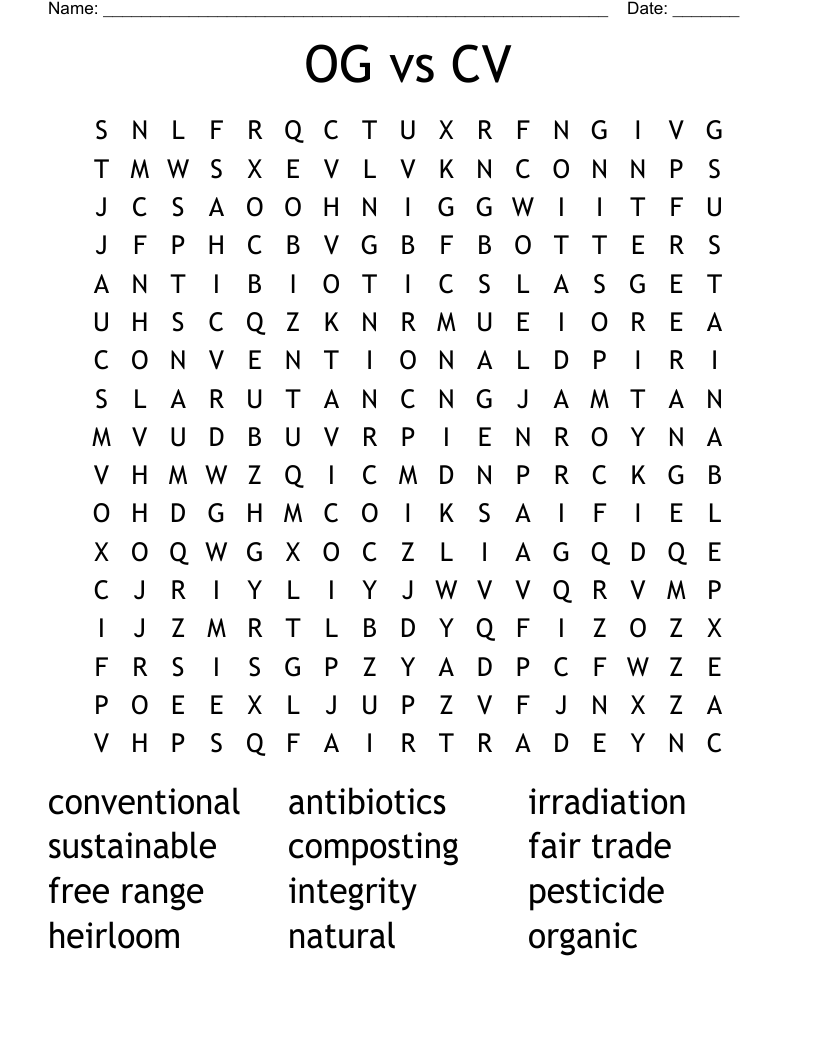 OG vs CV Word Search