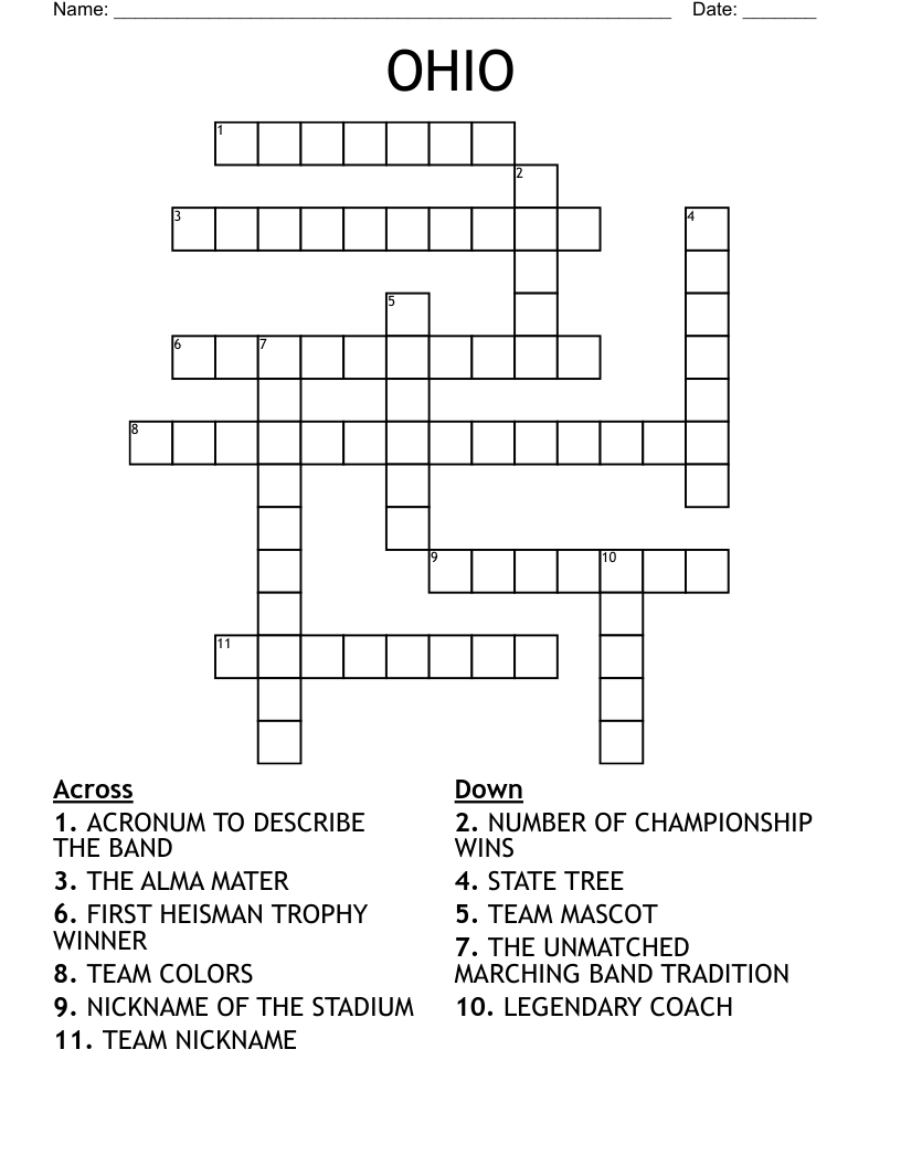 OHIO Crossword