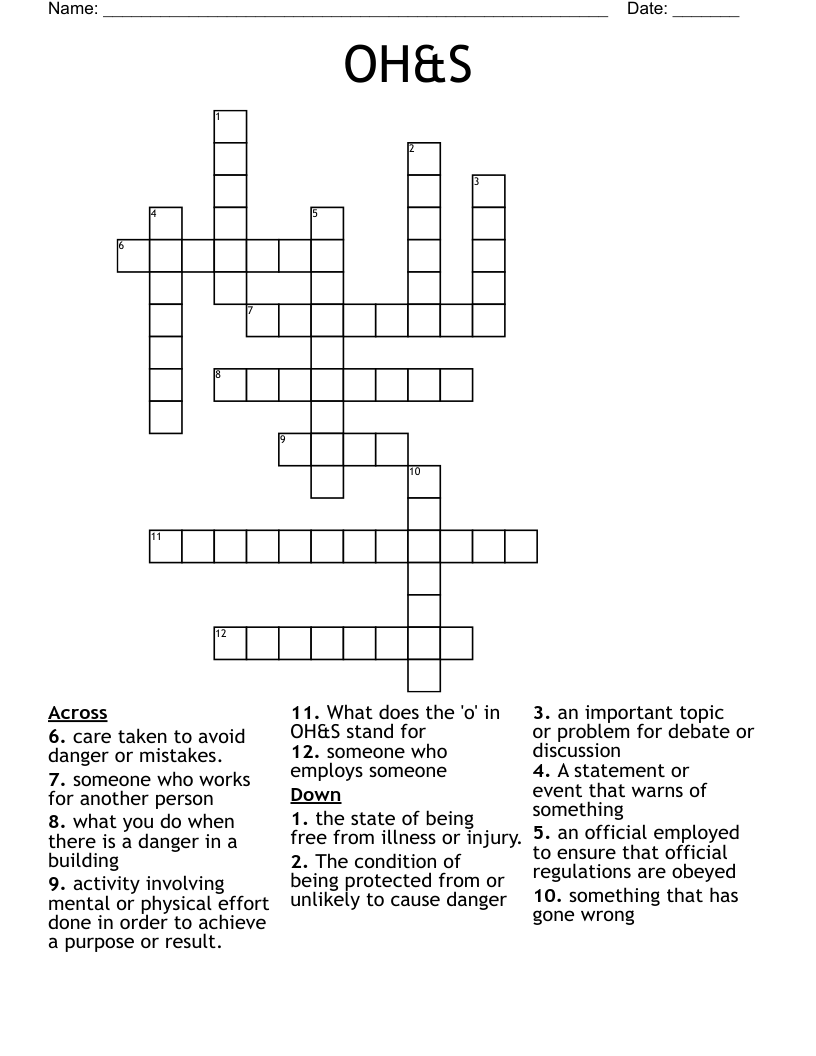 OH&S Crossword