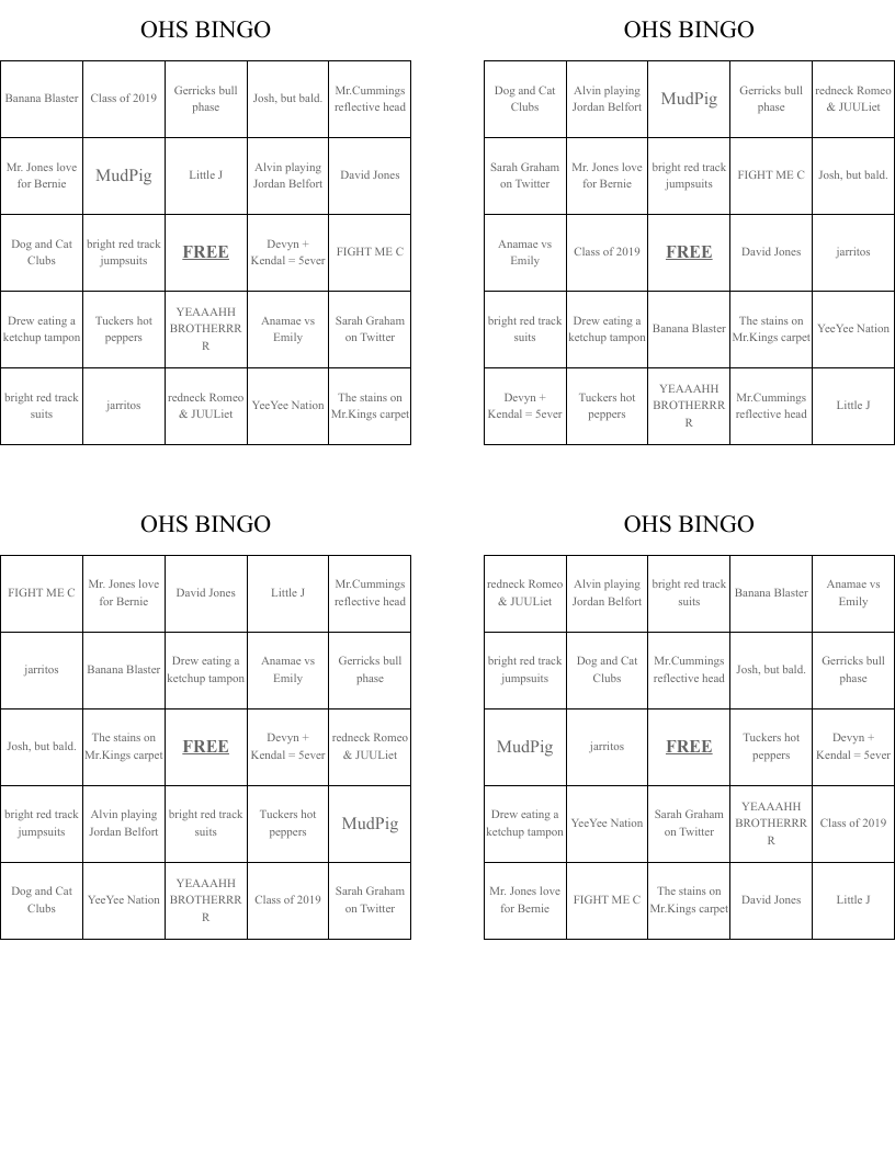 OHS BINGO