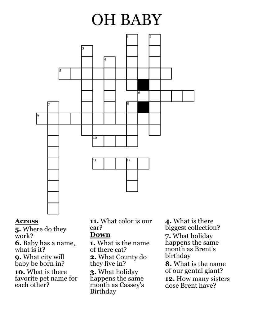 OH BABY Crossword