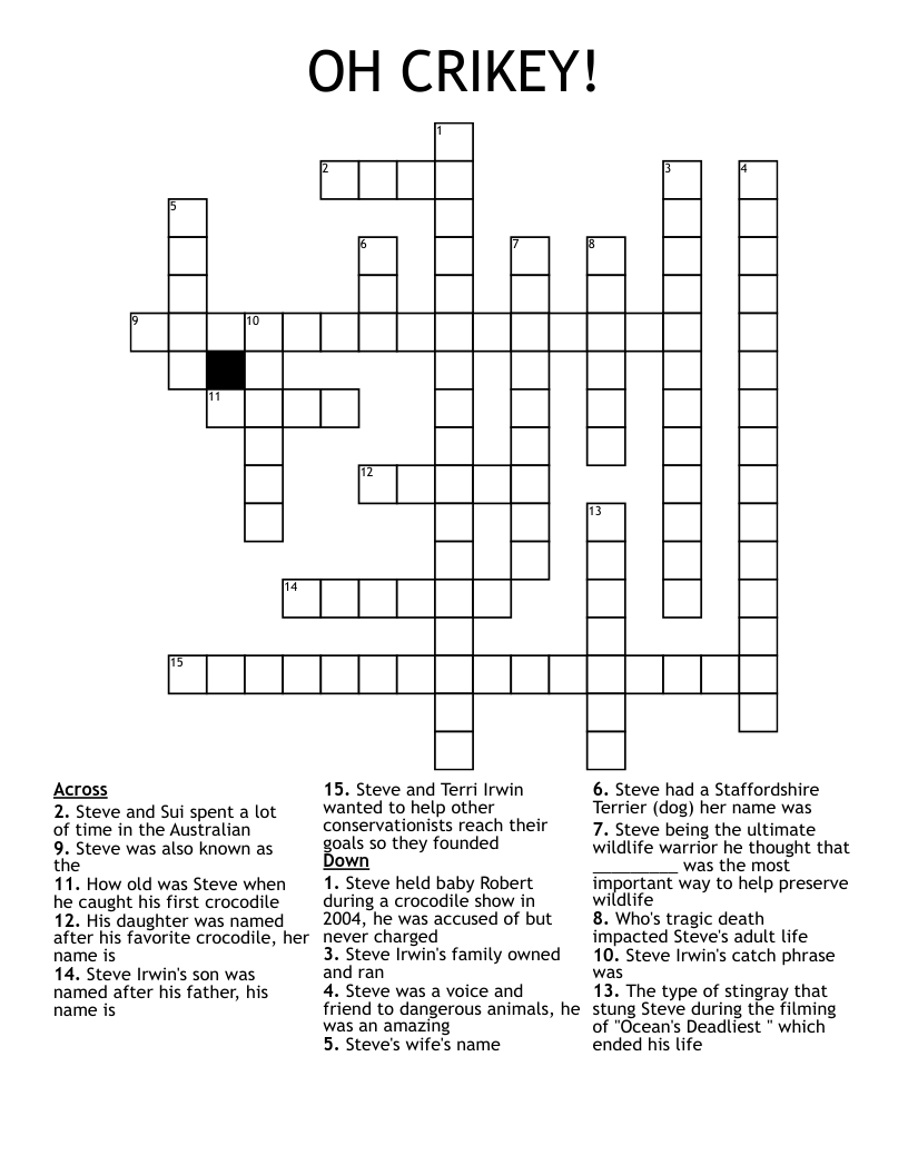 OH CRIKEY! Crossword