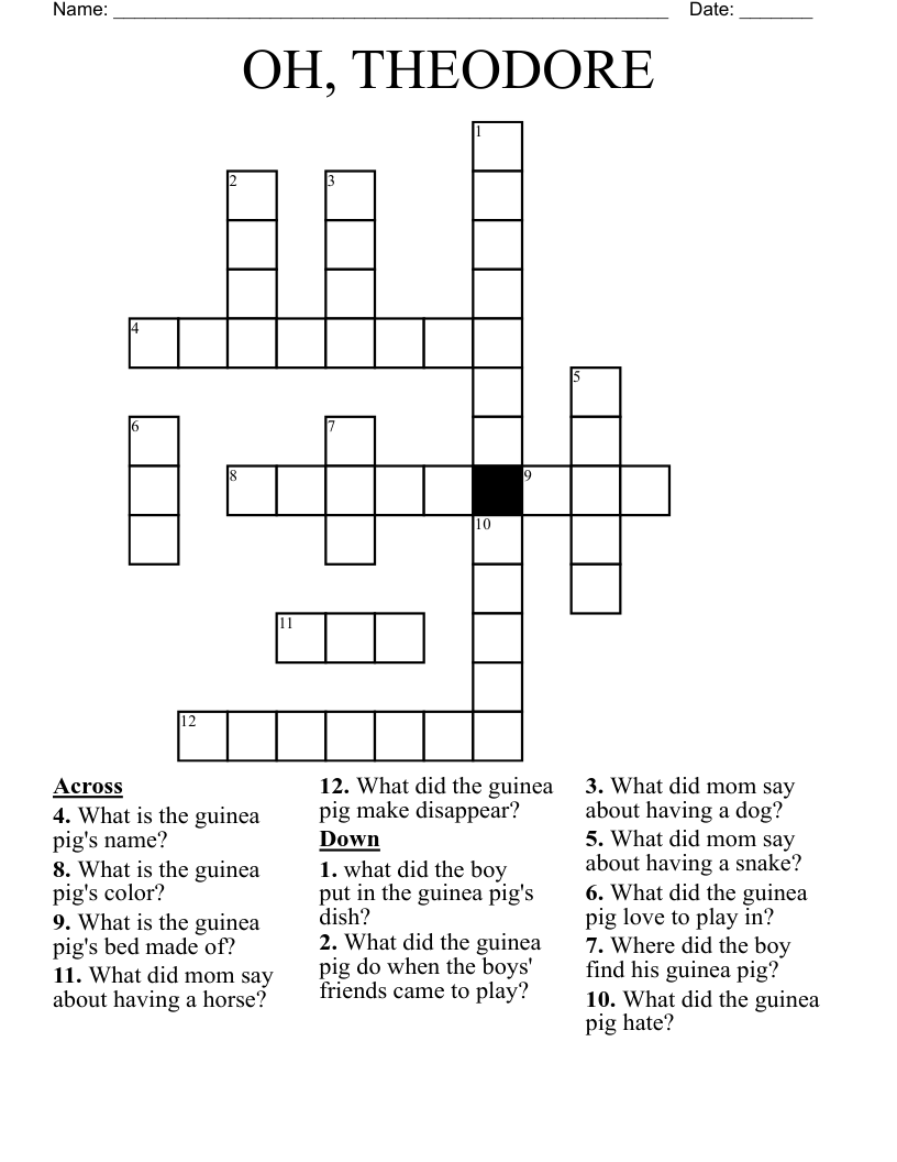 OH, THEODORE Crossword