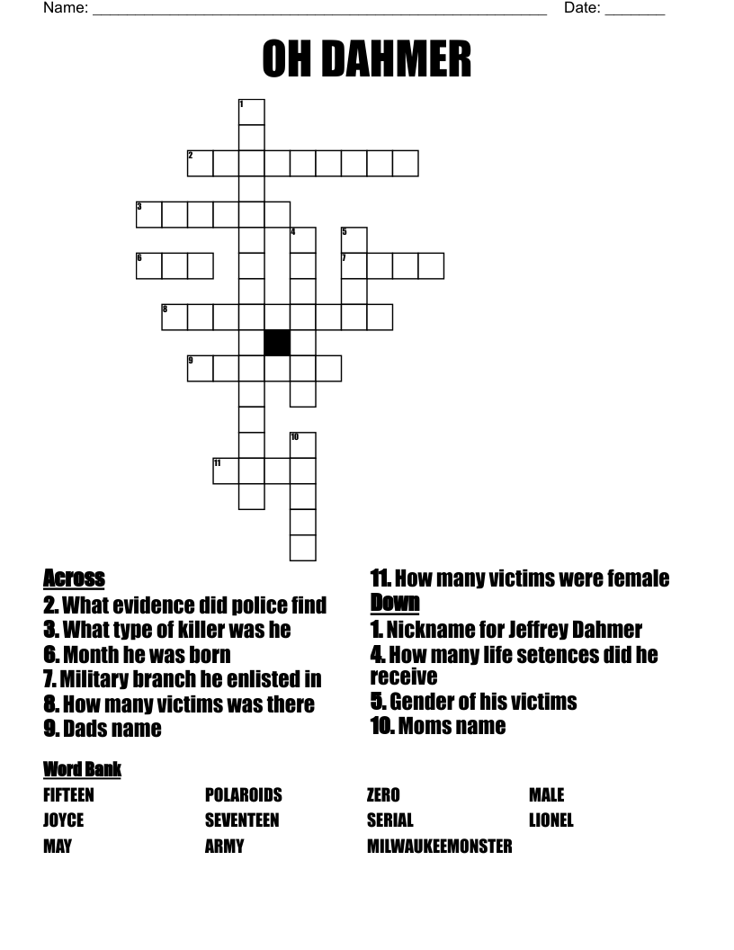 OH  DAHMER Crossword