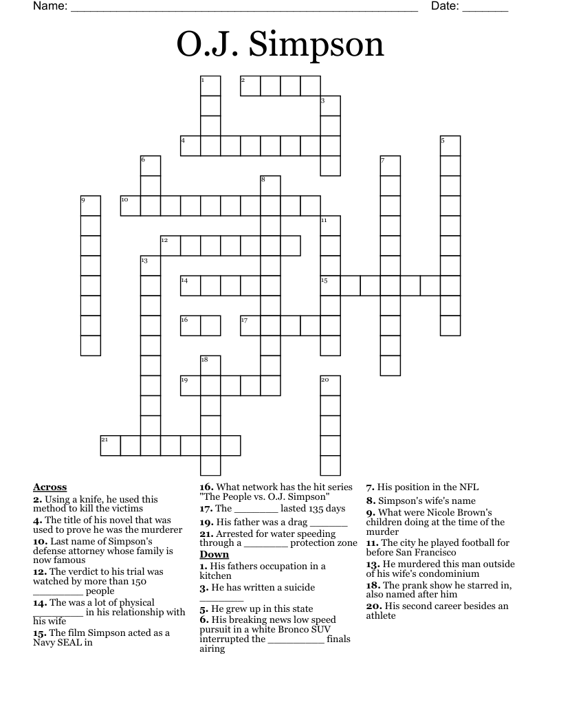 O.J. Simpson Crossword