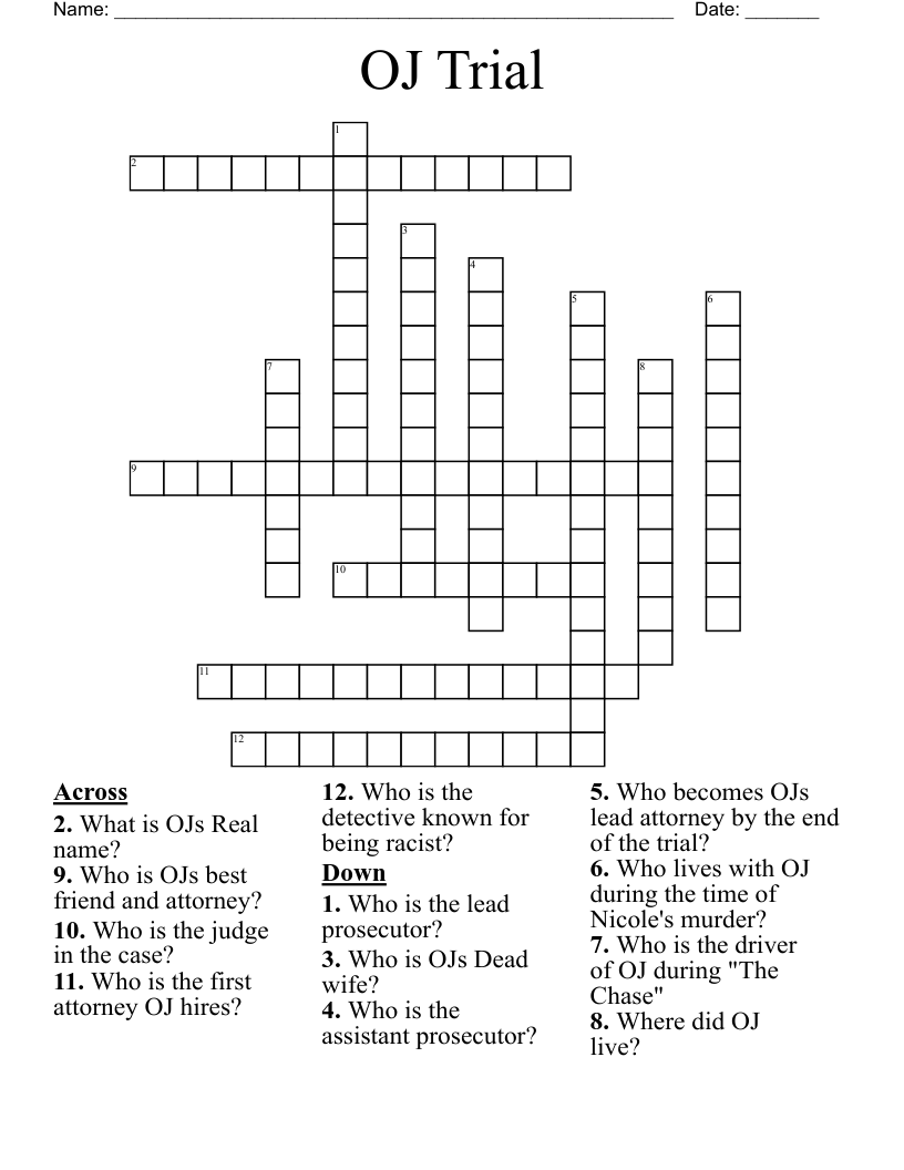 OJ Trial Crossword