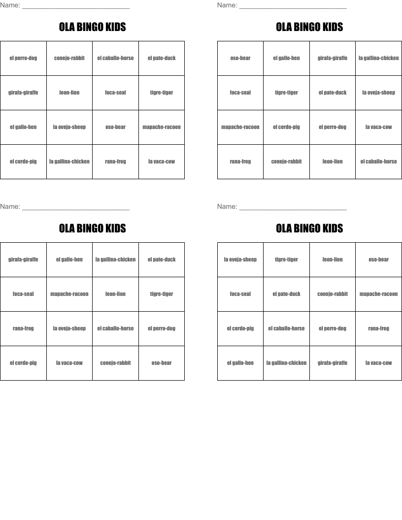 OLA BINGO KIDS