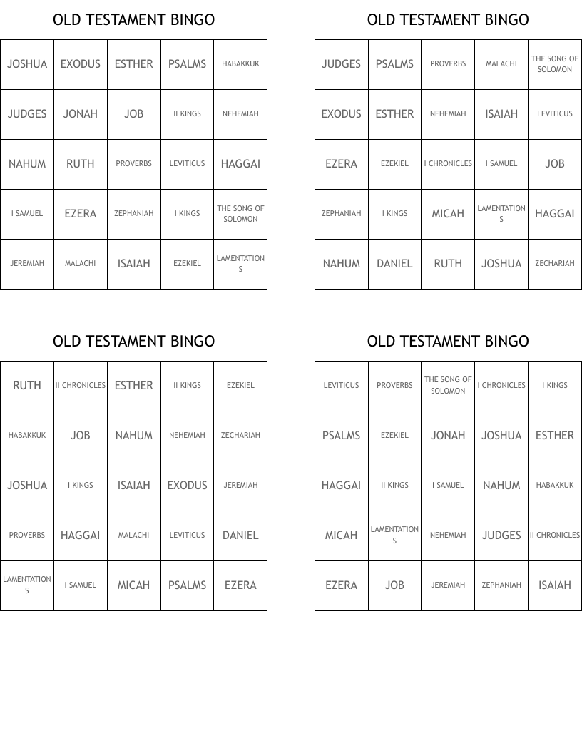 OLD TESTAMENT BINGO