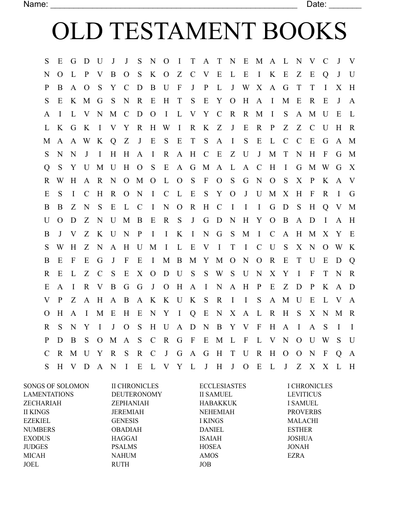 OLD TESTAMENT BOOKS Word Search