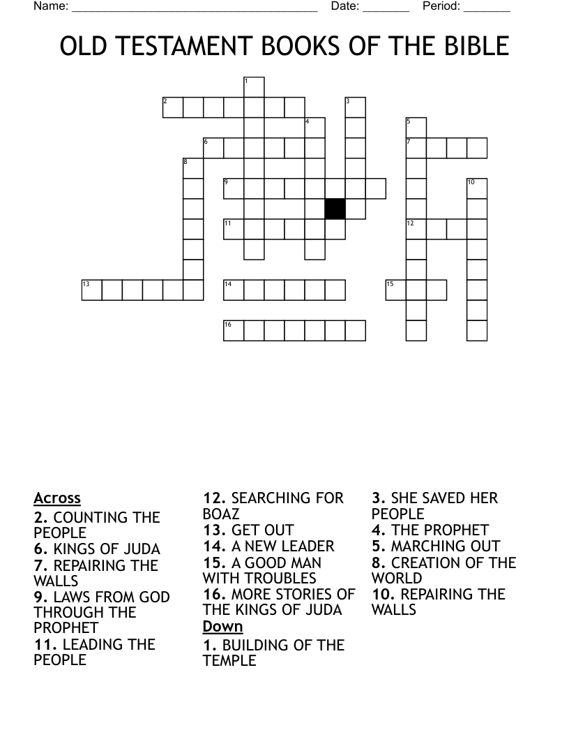 OLD TESTAMENT BOOKS OF THE BIBLE Crossword