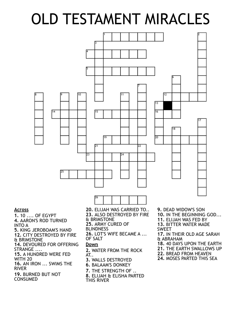 OLD TESTAMENT MIRACLES Crossword
