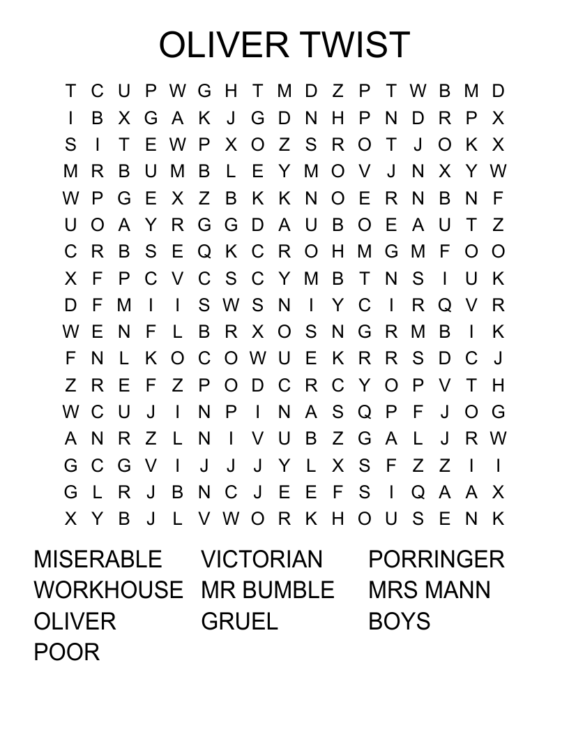 OLIVER TWIST Word Search
