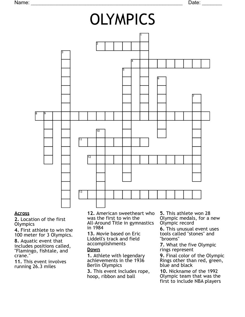 OLYMPICS Crossword