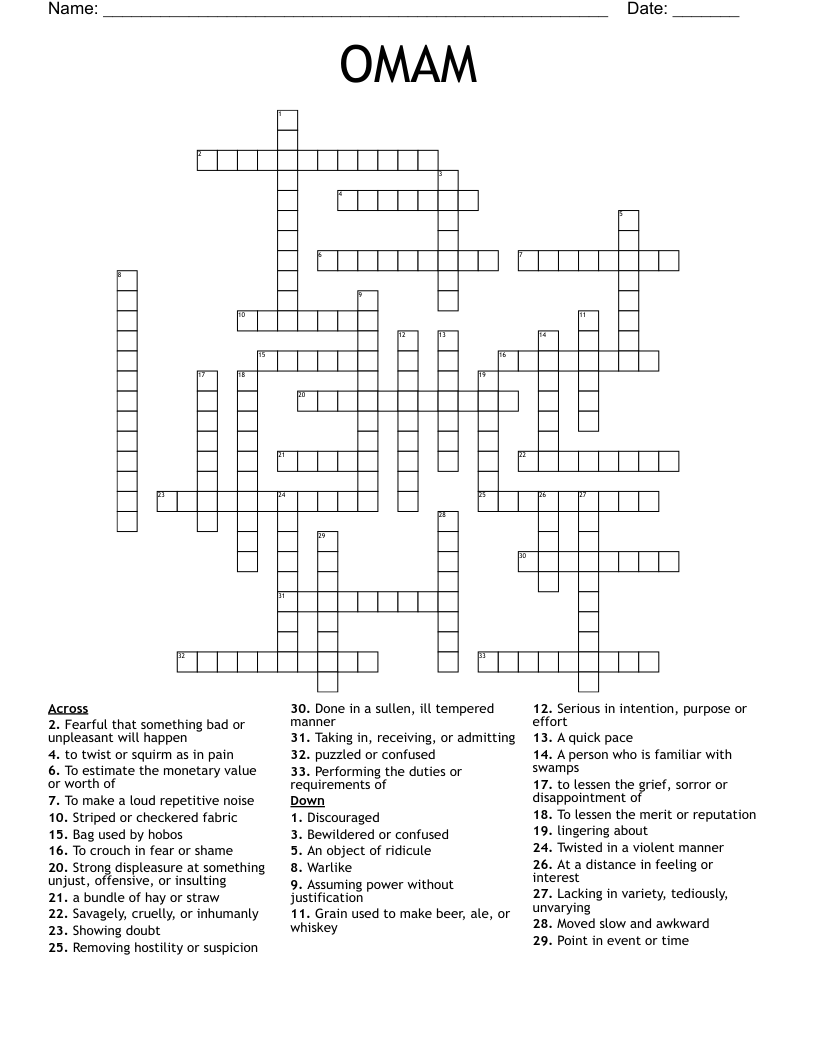 OMAM Crossword