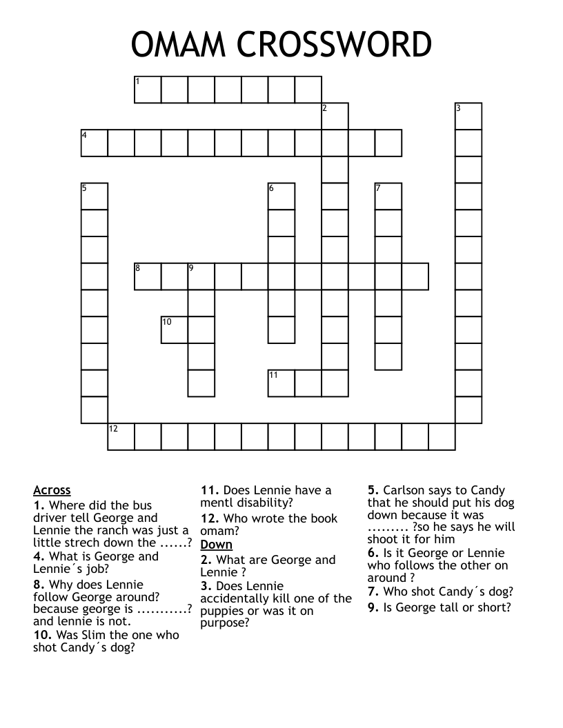 OMAM CROSSWORD