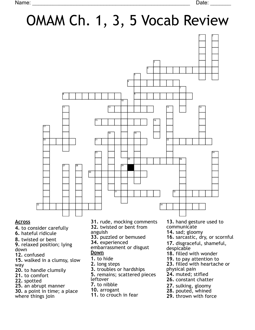 OMAM Ch. 1, 3, 5 Vocab Review Crossword