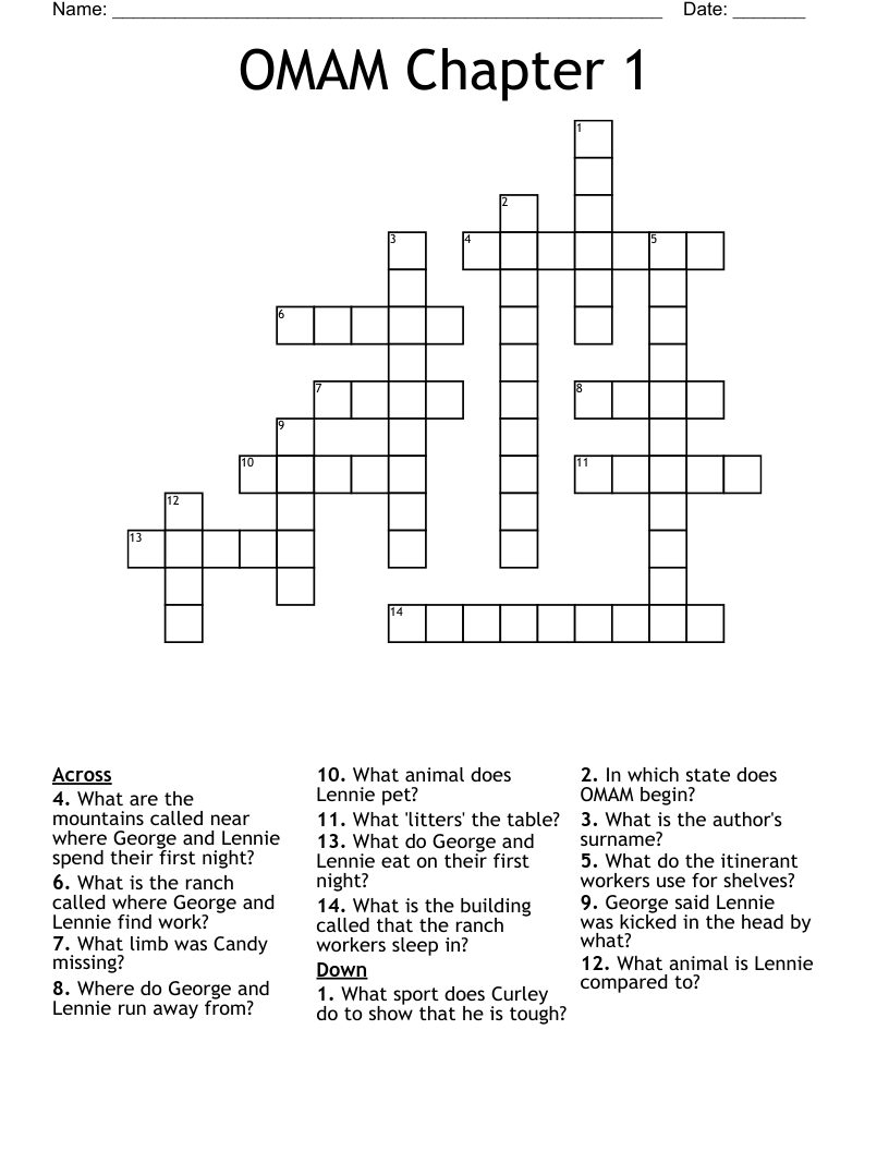 OMAM Chapter 1 Crossword