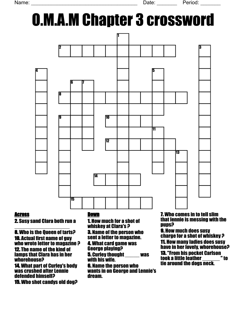 O.M.A.M Chapter 3 crossword 