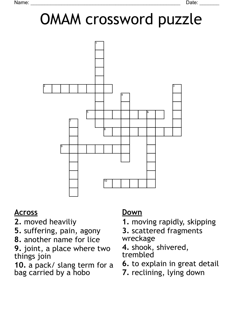 OMAM crossword puzzle