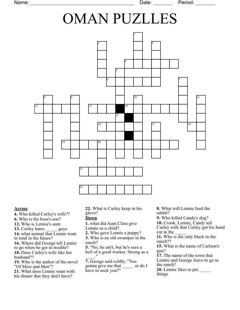 OMAN PUZLLES Crossword