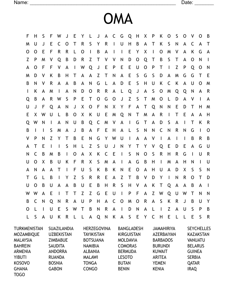 OMA  Word Search