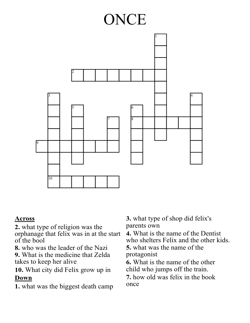 ONCE Crossword