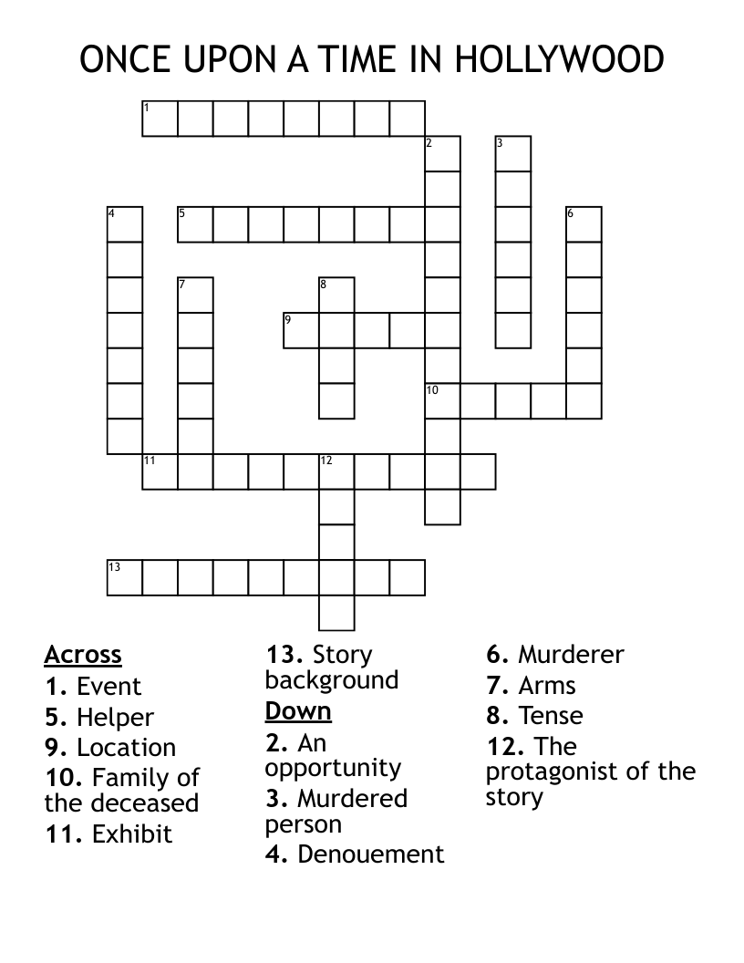 ONCE UPON A TIME IN HOLLYWOOD Crossword