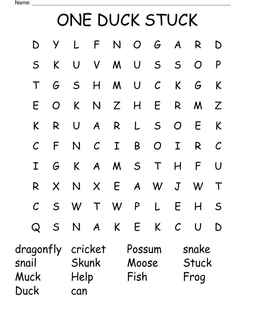ONE DUCK STUCK Word Search