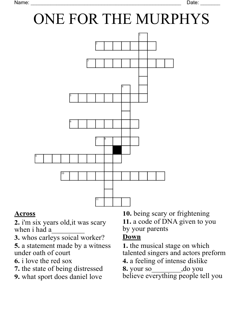 ONE FOR THE MURPHYS Crossword
