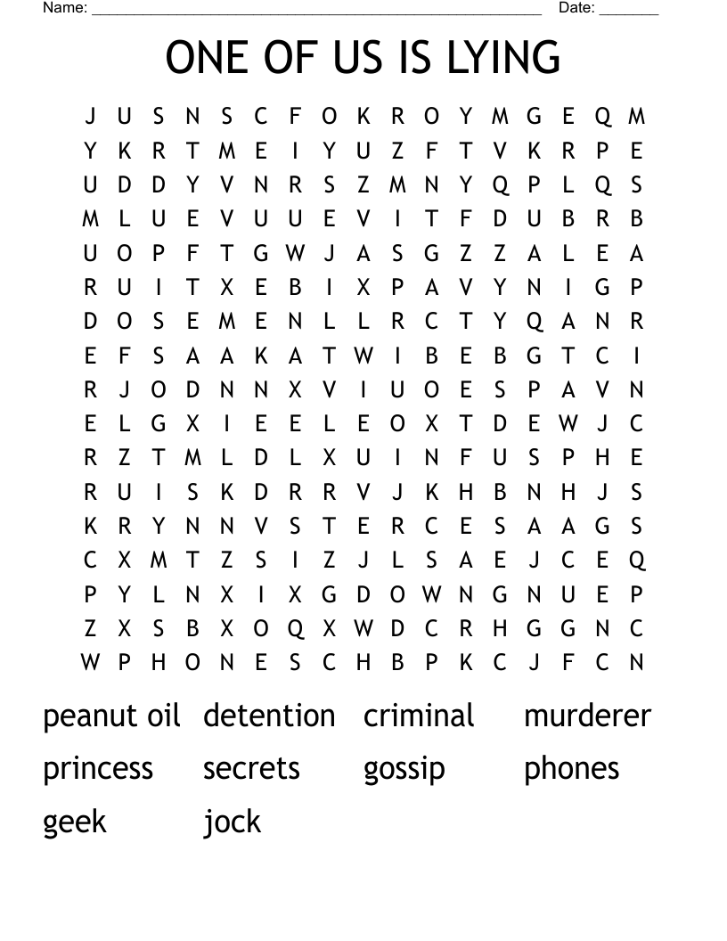 ONE OF US IS LYING  Word Search