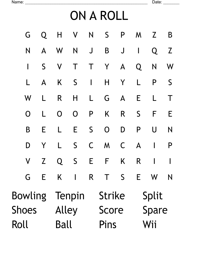 ON A ROLL Word Search