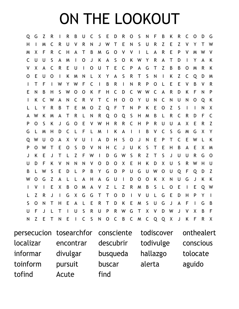 ON THE LOOKOUT Word Search