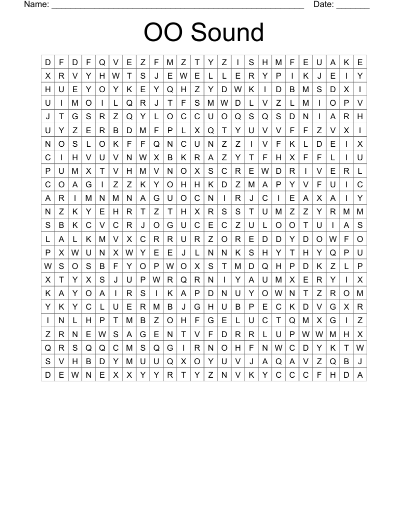 OO Sound  Word Search