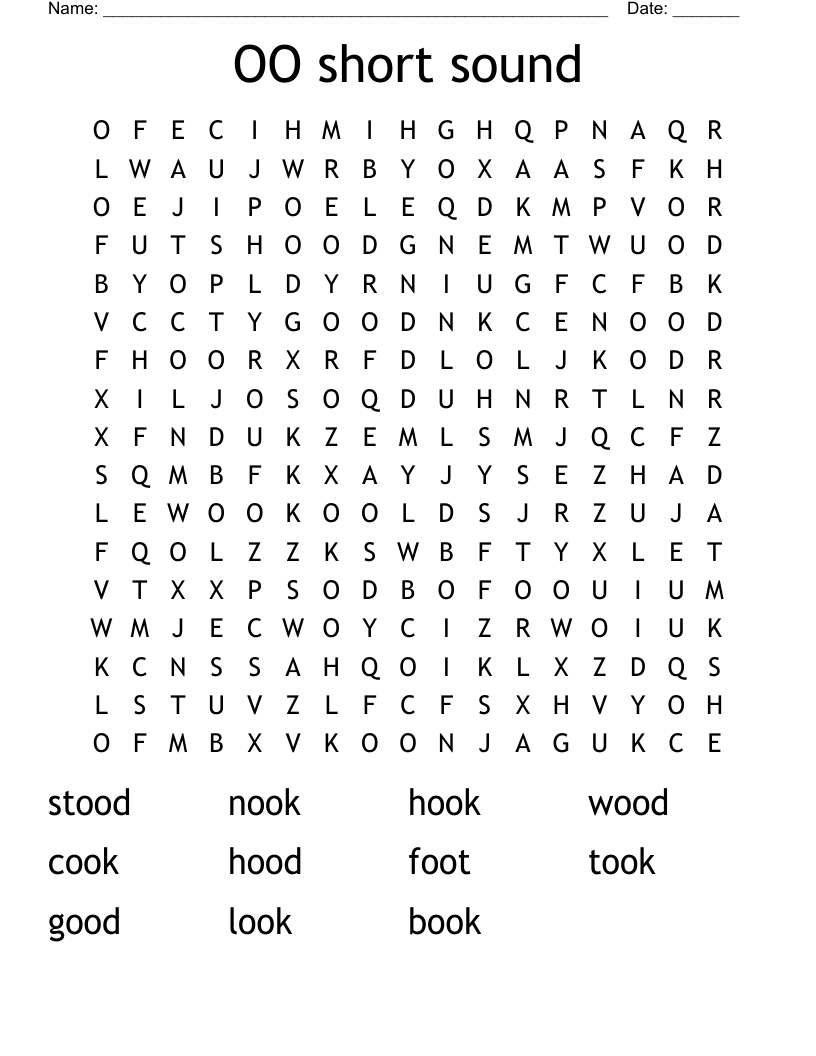 OO short sound Word Search