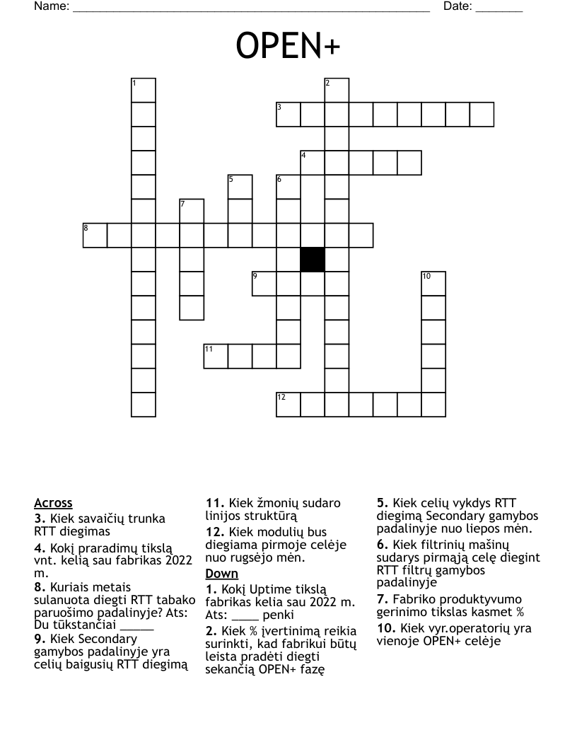 OPEN+ Crossword