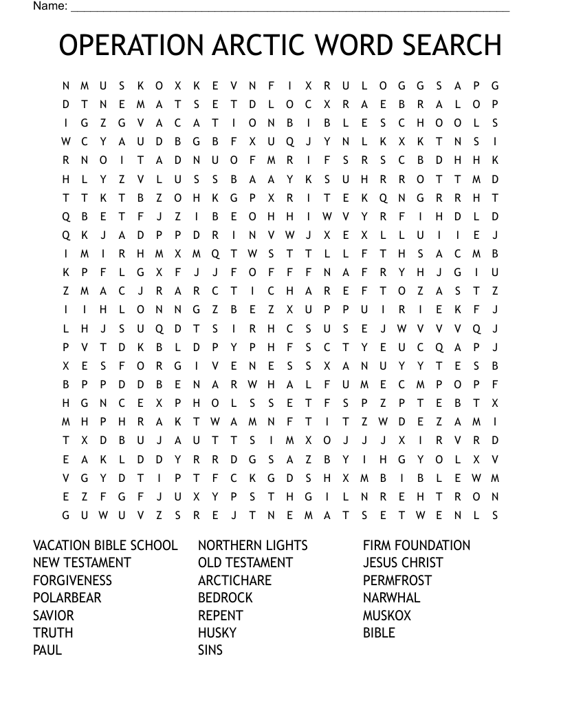 OPERATION ARCTIC WORD SEARCH