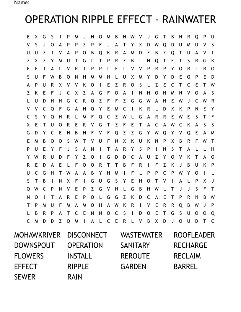 OPERATION RIPPLE EFFECT - RAINWATER Word Search