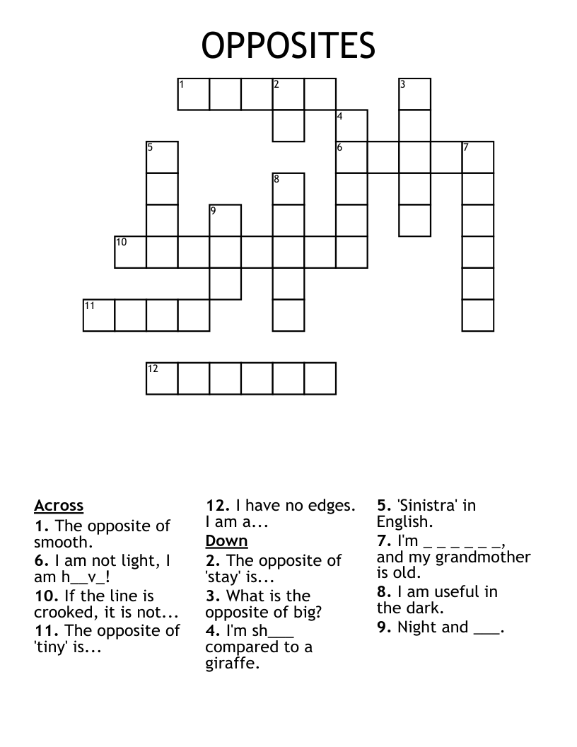 OPPOSITES Crossword