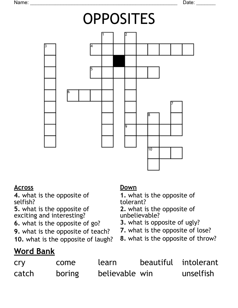 OPPOSITES Crossword