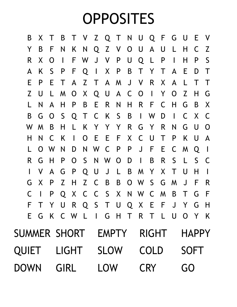 OPPOSITES Word Search
