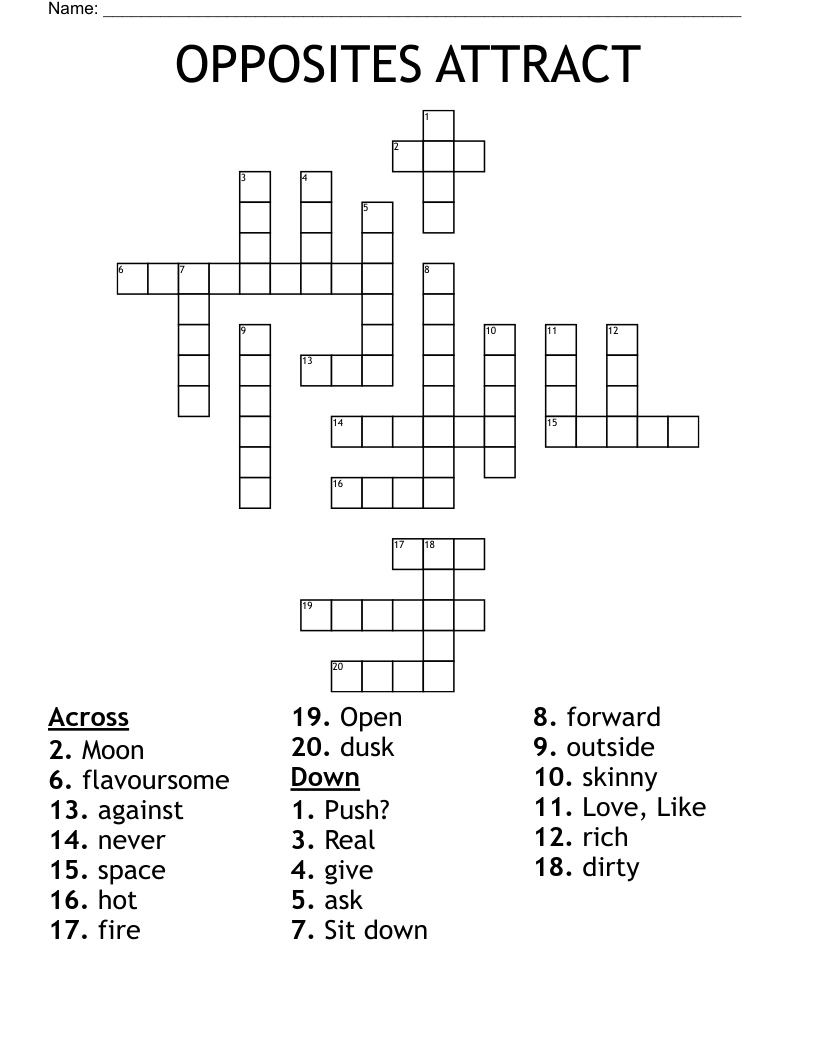 OPPOSITES ATTRACT Crossword